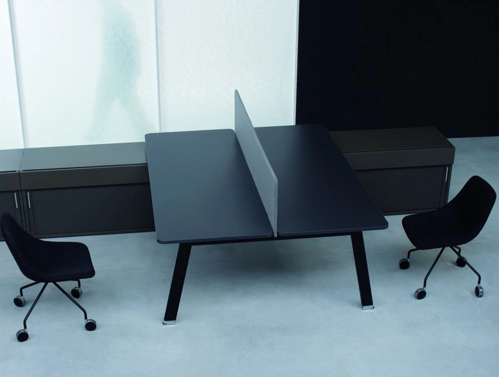 Simplic Executive Desk with Credenza Unit and Chairs in Black 
