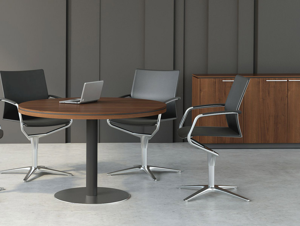 Status Executive Round Meeting Table With Trumpet Metal Base Status Executive Round Meeting Table, Executive Round Table