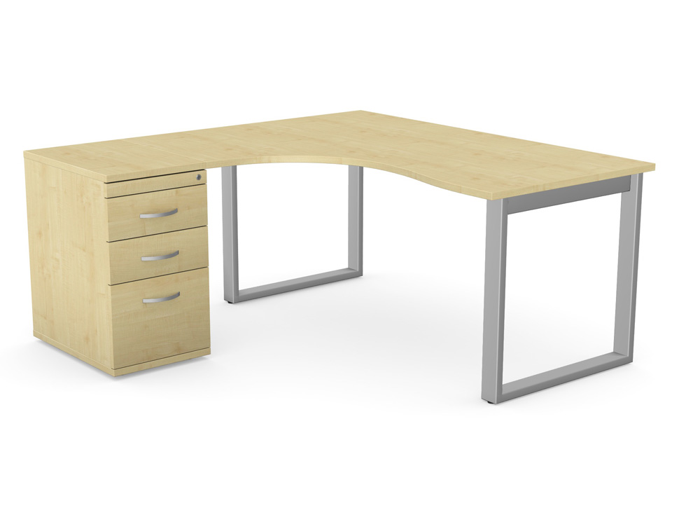 Switch 1 Person Radial Desk & Desk High Pedestal with Closed Leg