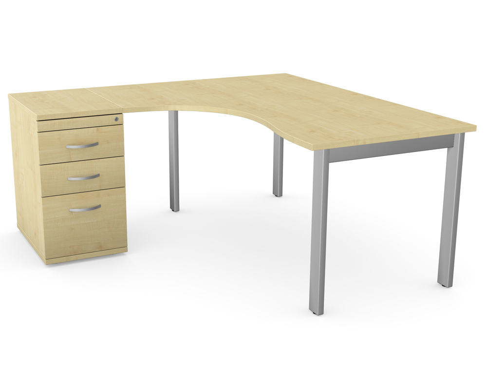 Switch 1 Person Radial Desk & Desk High Pedestal with Open Leg