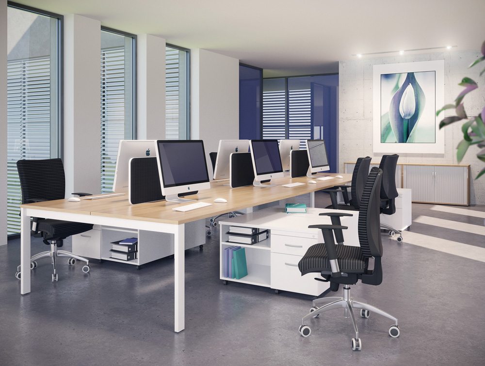 Switch Single Desk With Straight Leg In White Office Chairs Switch Bench Maple Table Top With White Straight Legs