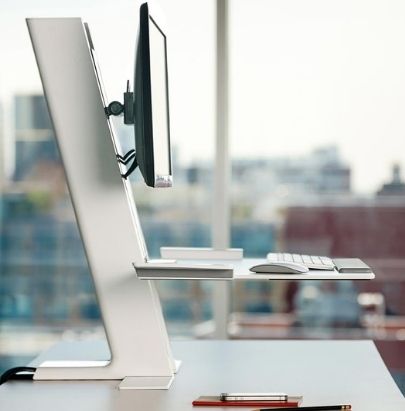 White Adjustable Worktop and Monitor