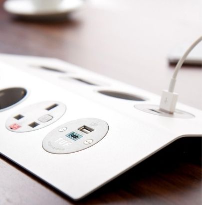 White Power Module with Plug and USB port