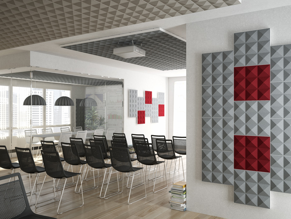 How Acoustic Screens Can Create Peace & Privacy in Noisy Offices Gaber-Acoustic-Wall-Panels-red