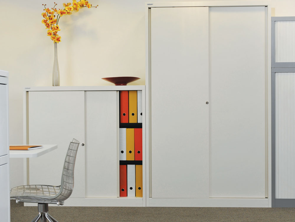How to Boost Productivity by Improving Office Storage Bisley-Sliding-Door-Cupboard-with-2-Shelves