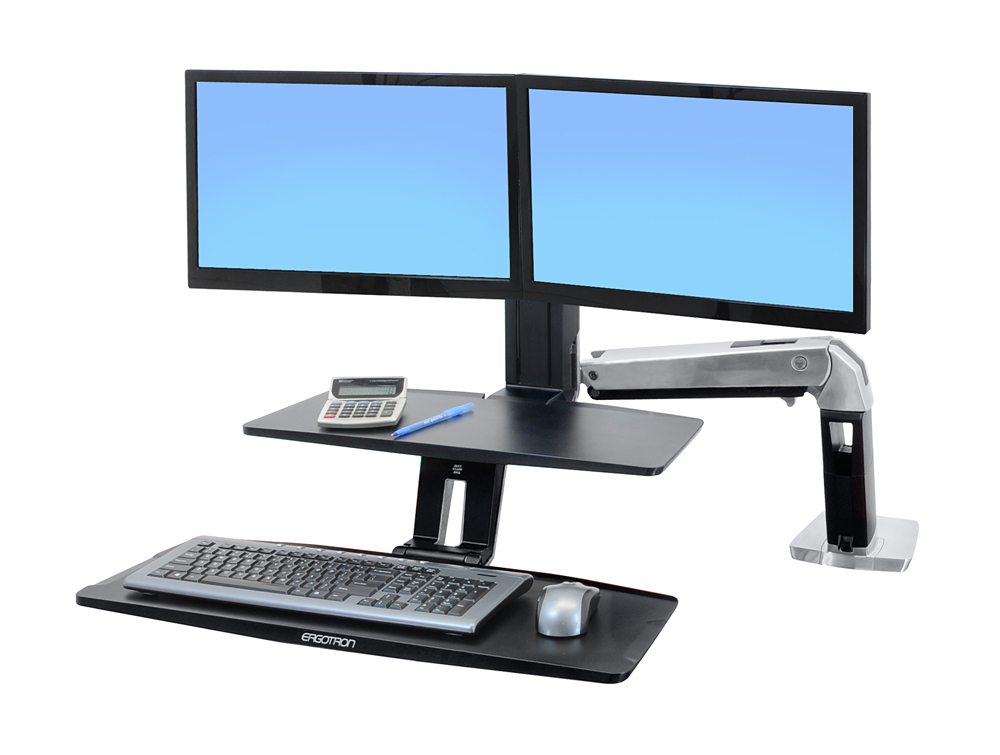 Ergotron WorkFit A with Suspended Keyboard and Dual Monitor Mounts
