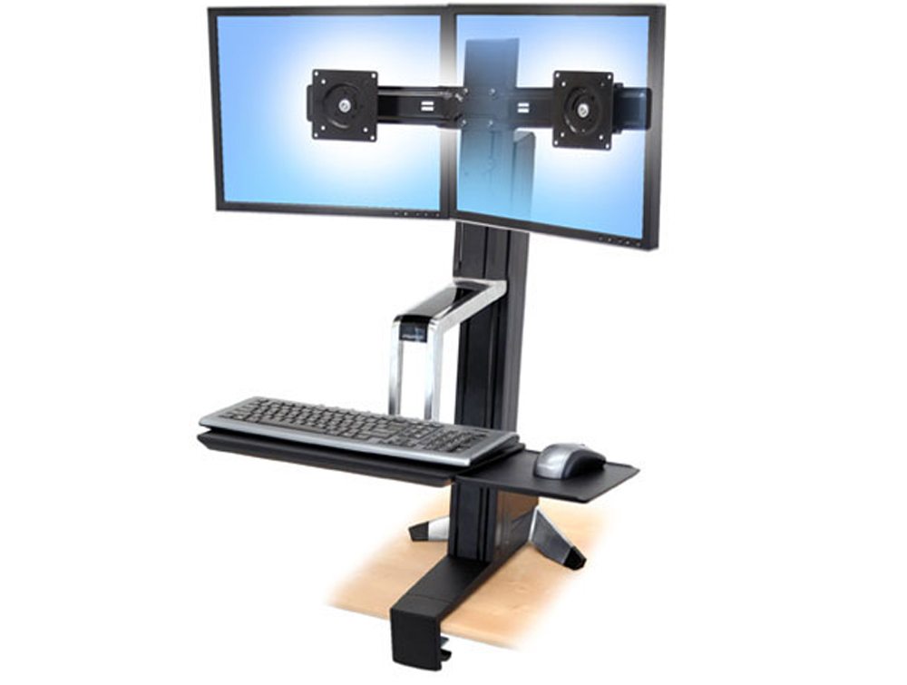 Ergotron WorkFit S Sit Stand Workstation with Dual Monitor Mounts