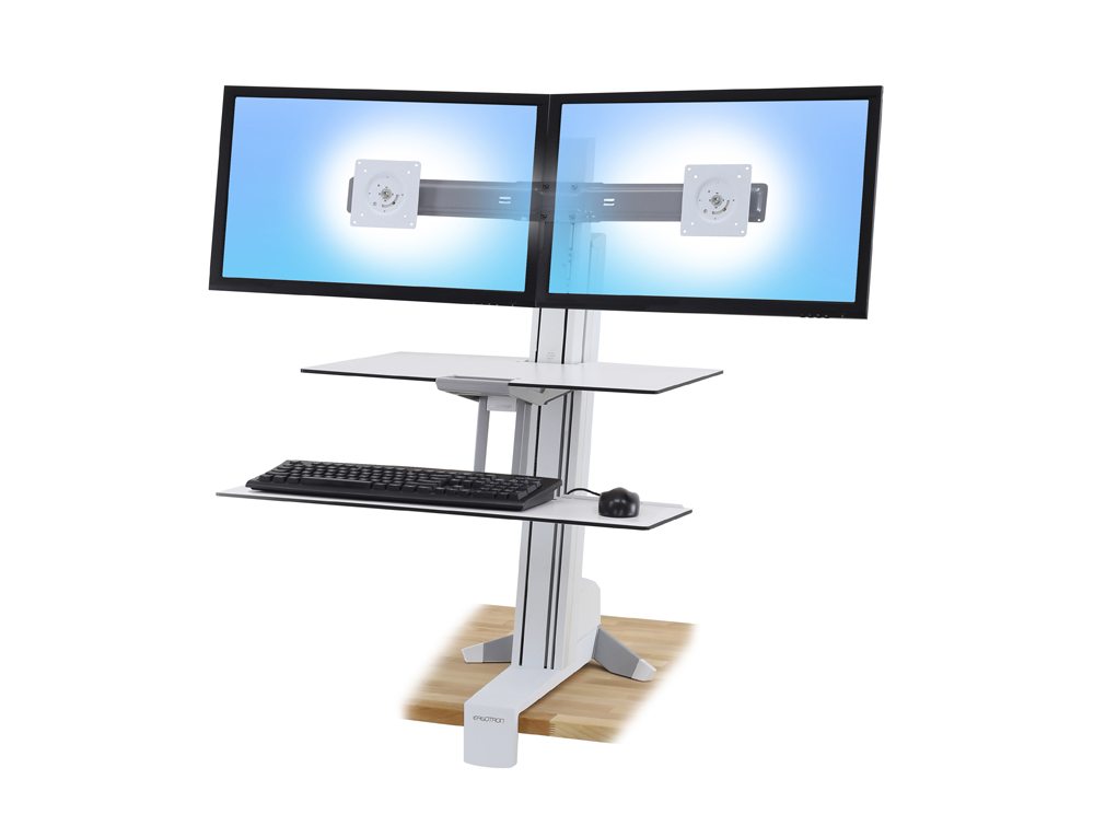 Ergotron WorkFit S with Worksurface and Dual Monitor Mounts - White