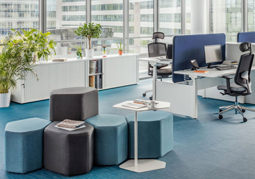 Bazalto-Modular-Pouffes-with-Grey-and-Blue-Finish-for-Open-Offices-500×3350 Monitor Arm Desk Mount in White and Silver