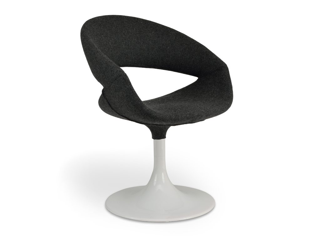 Grace Lounge Chair - Upholstered Seat - White Trumpet Base